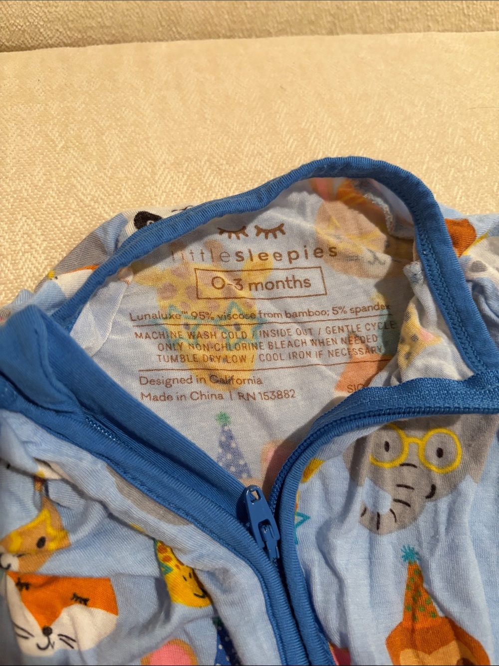 Little Sleepies Party Animals 0-3 months - Picture 2 of 2